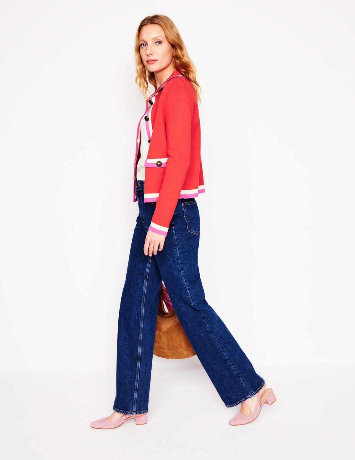 Holly Collared Knitted Jacket-Strawberry Tart Red - Image 4