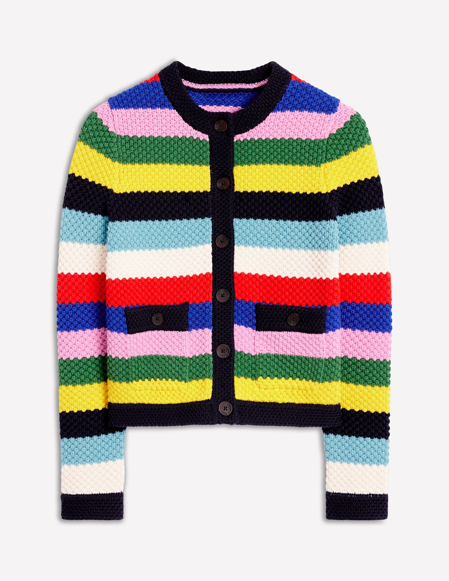 Libby Knitted Jacket-Poppy Red, Blue Multi