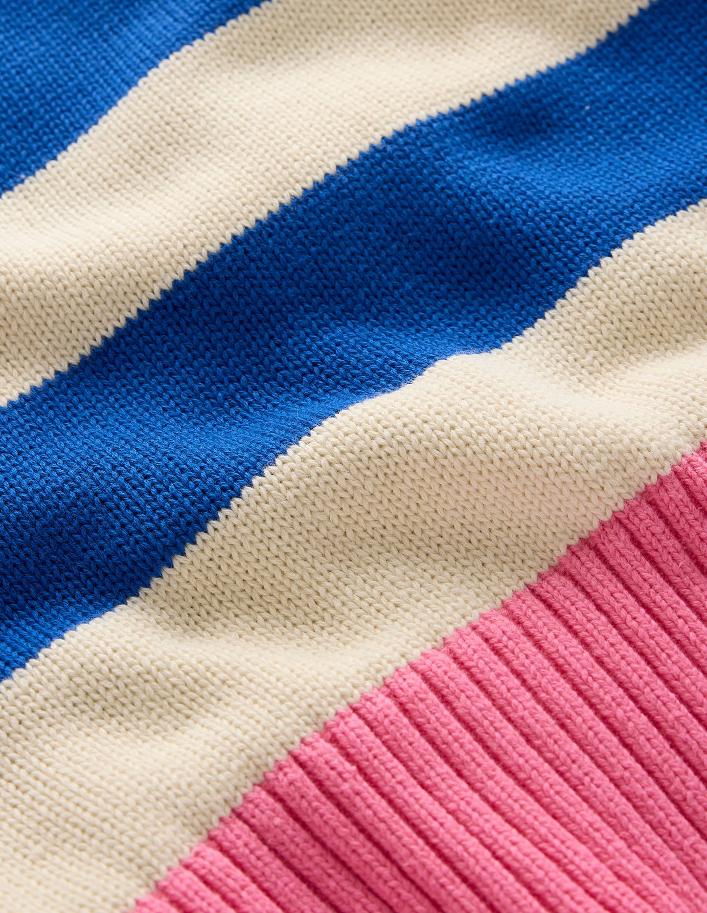 Lucinda Cotton Striped Sweater-Bright Blue, Pink Rose Cuff