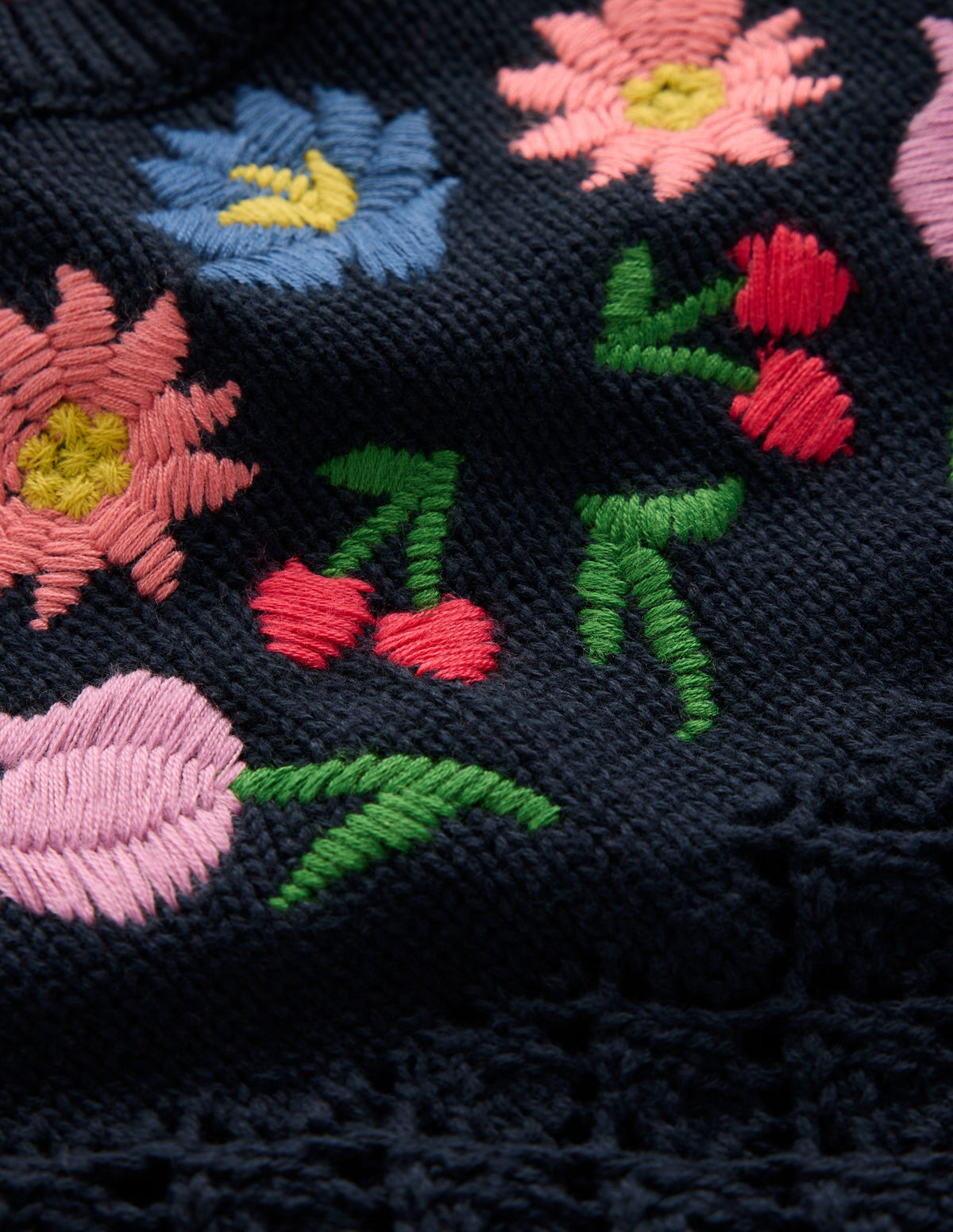 Embroidered Cotton Sweater-Navy - Image 7