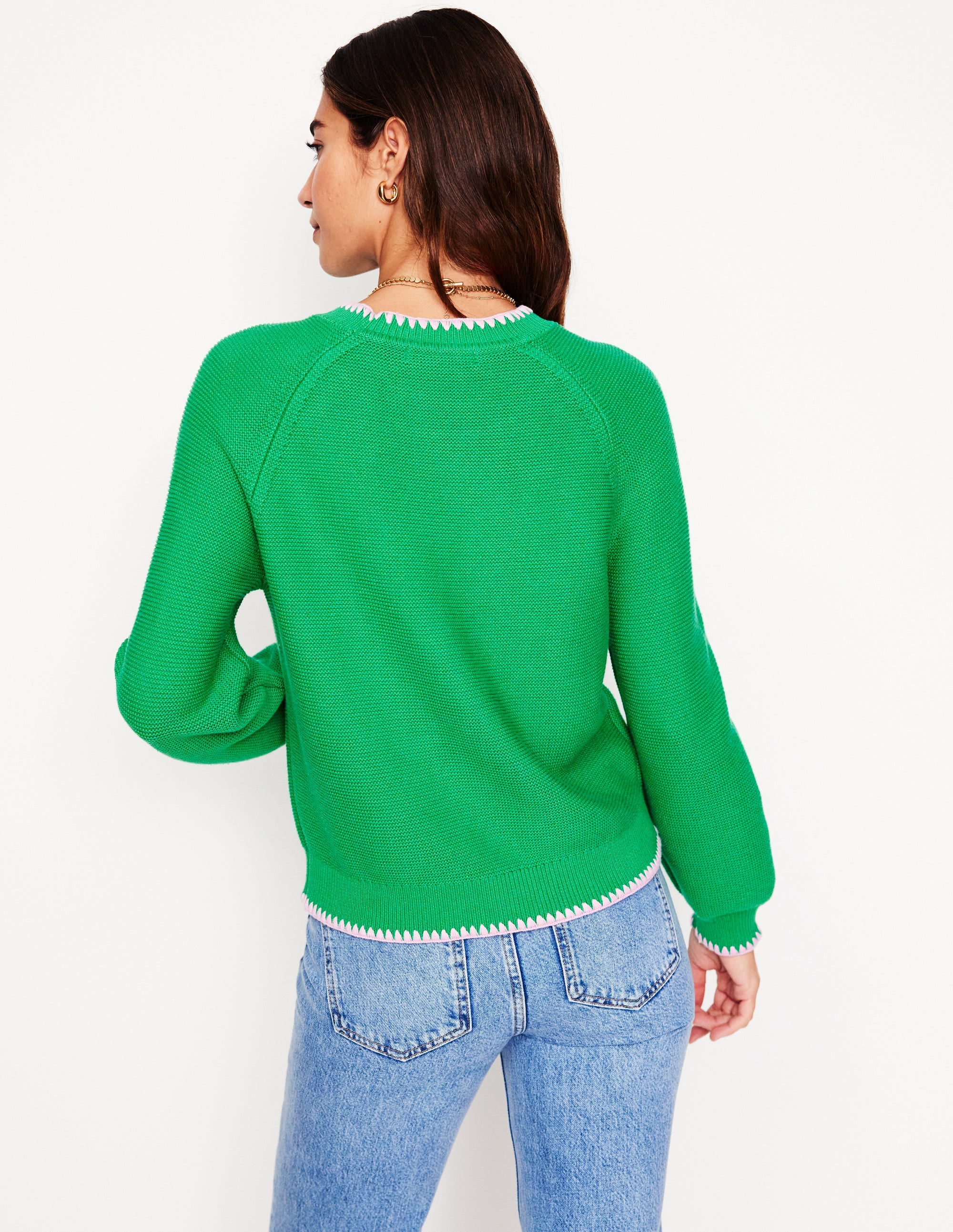 Lena Stitch Detail Sweater-Rich Emerald - Image 3
