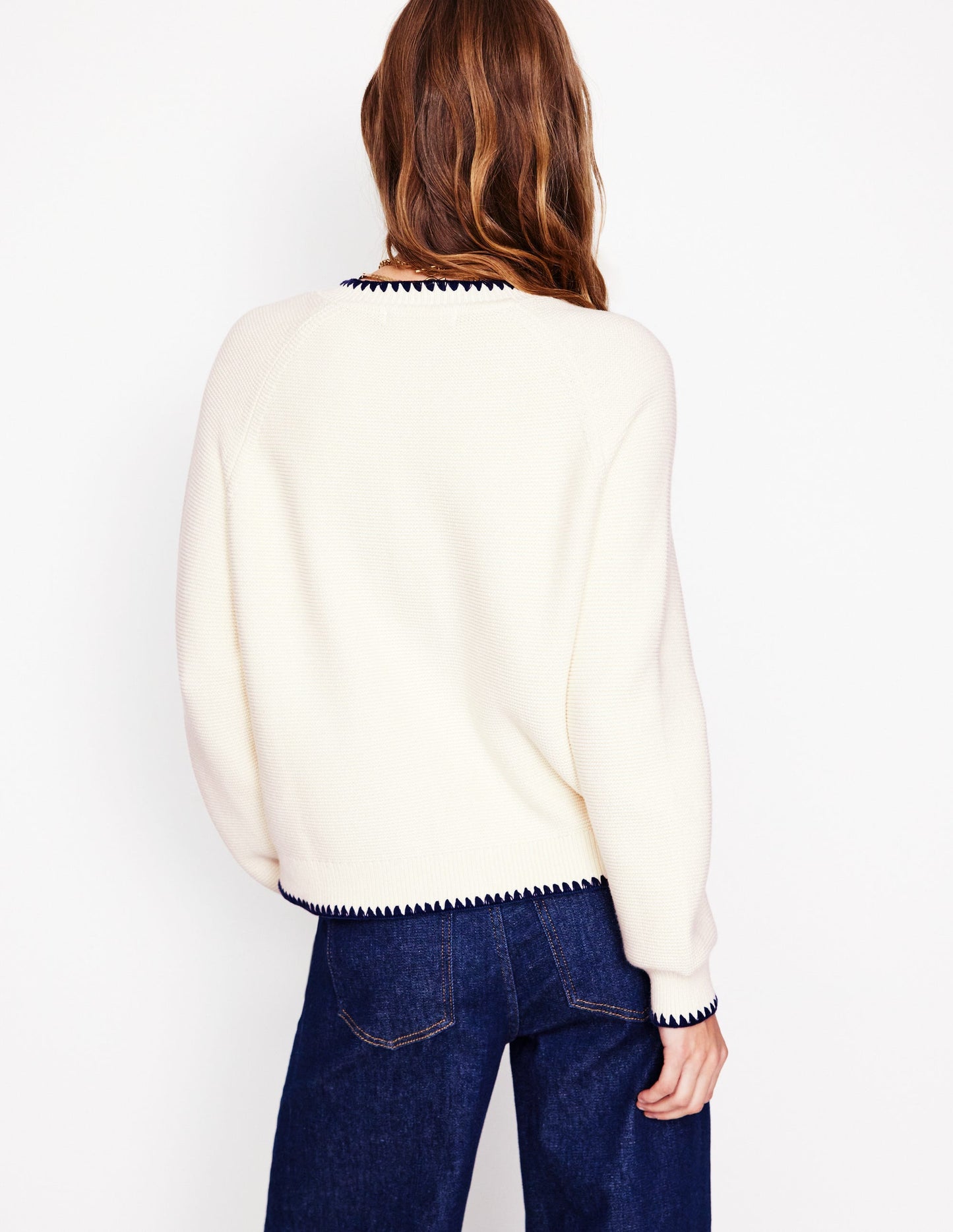 Lena Stitch Detail Cardigan-Warm Ivory