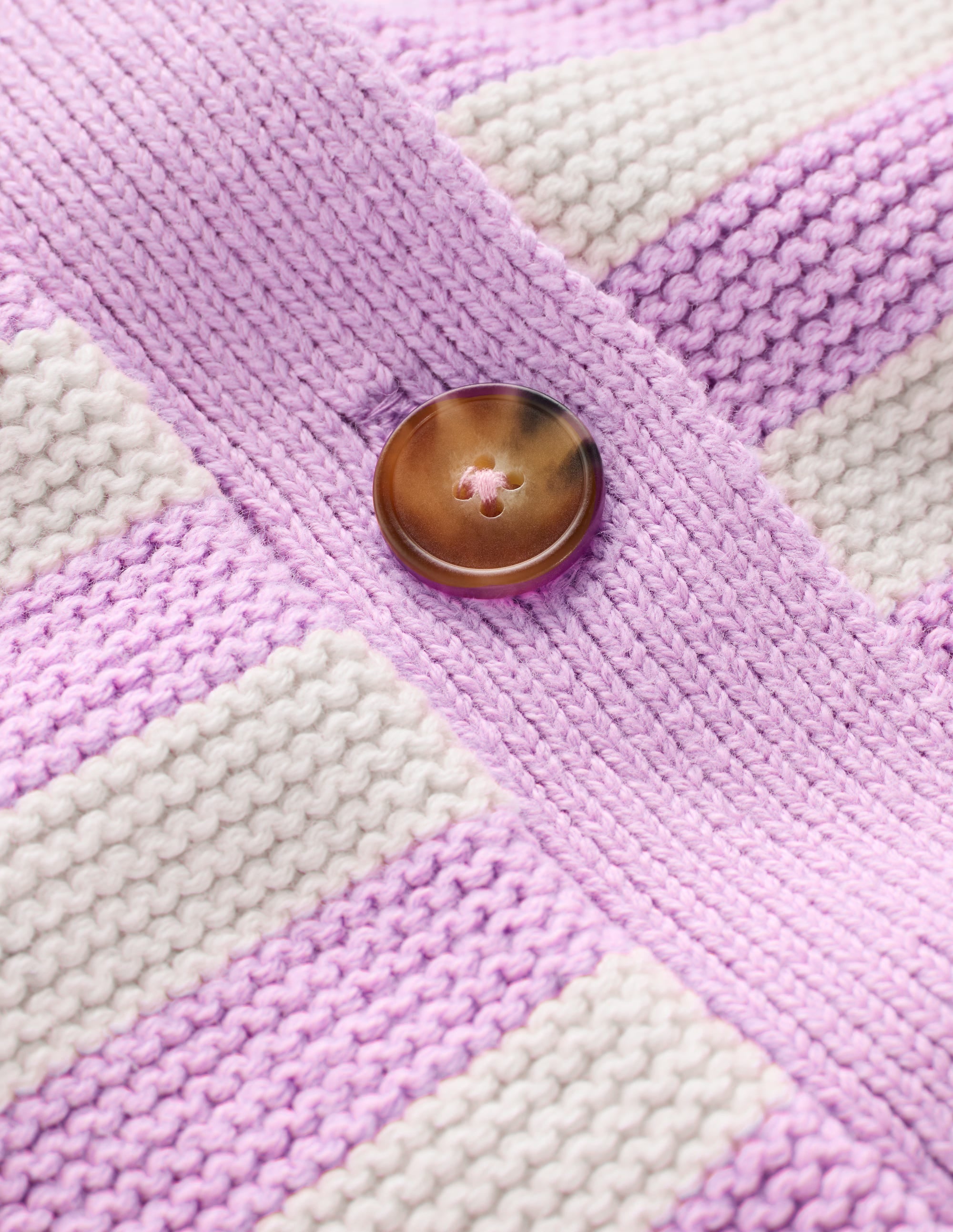 Lena Stitch Detail Cardigan-Soft Lavender and Ivory Stripe - Image 6
