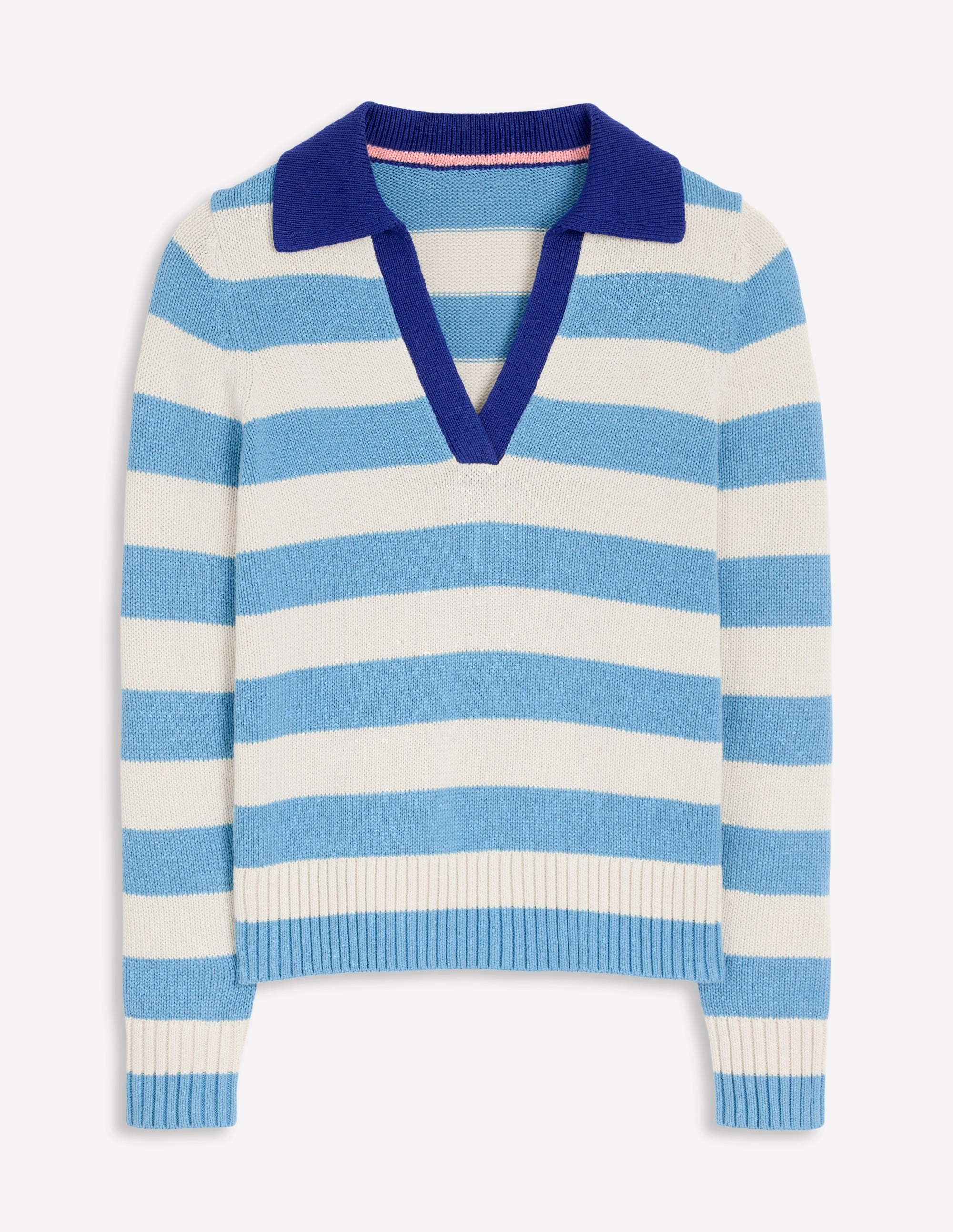 Sasha Cotton Striped Henley-Duck Egg and Ivory Stripe - Image 7