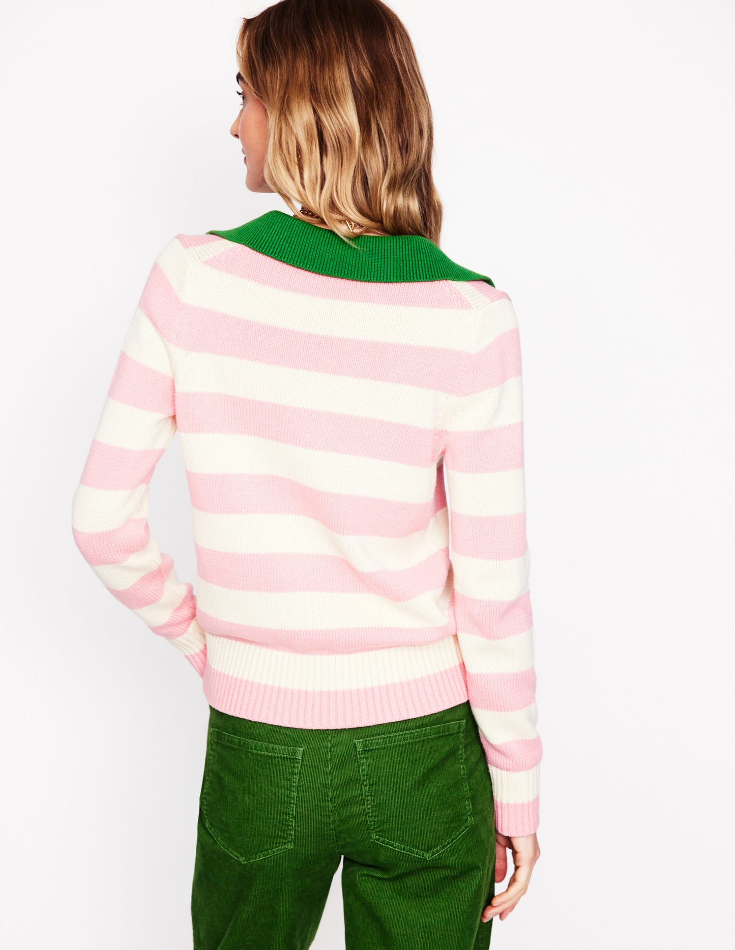 Sasha Cotton Striped Henley-Quartz Pink and Ivory Stripe