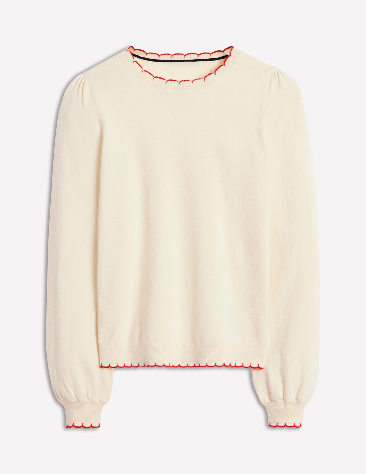Pru Scallop Trim Sweater-Warm Ivory - Image 6