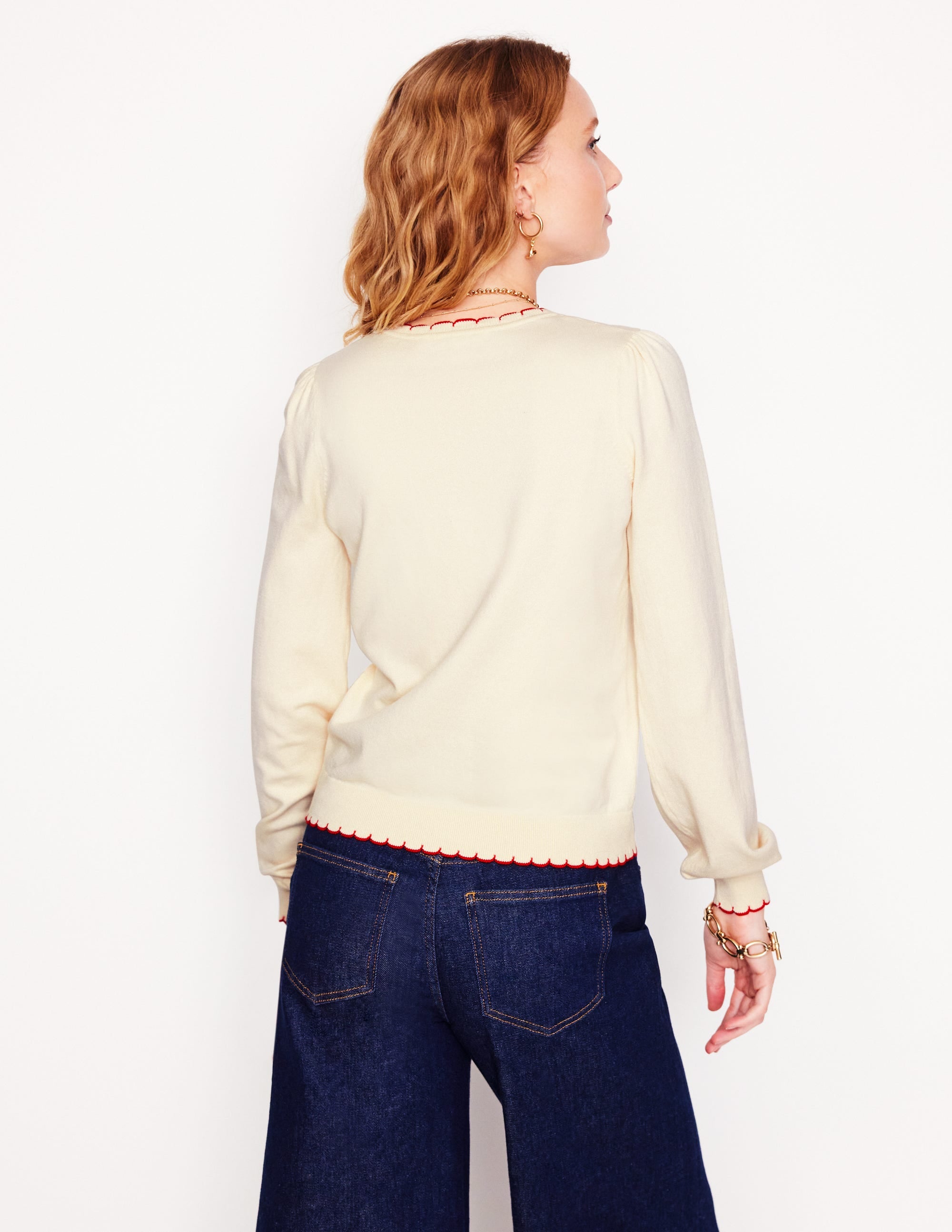 Pru Scallop Trim Sweater-Warm Ivory - Image 3