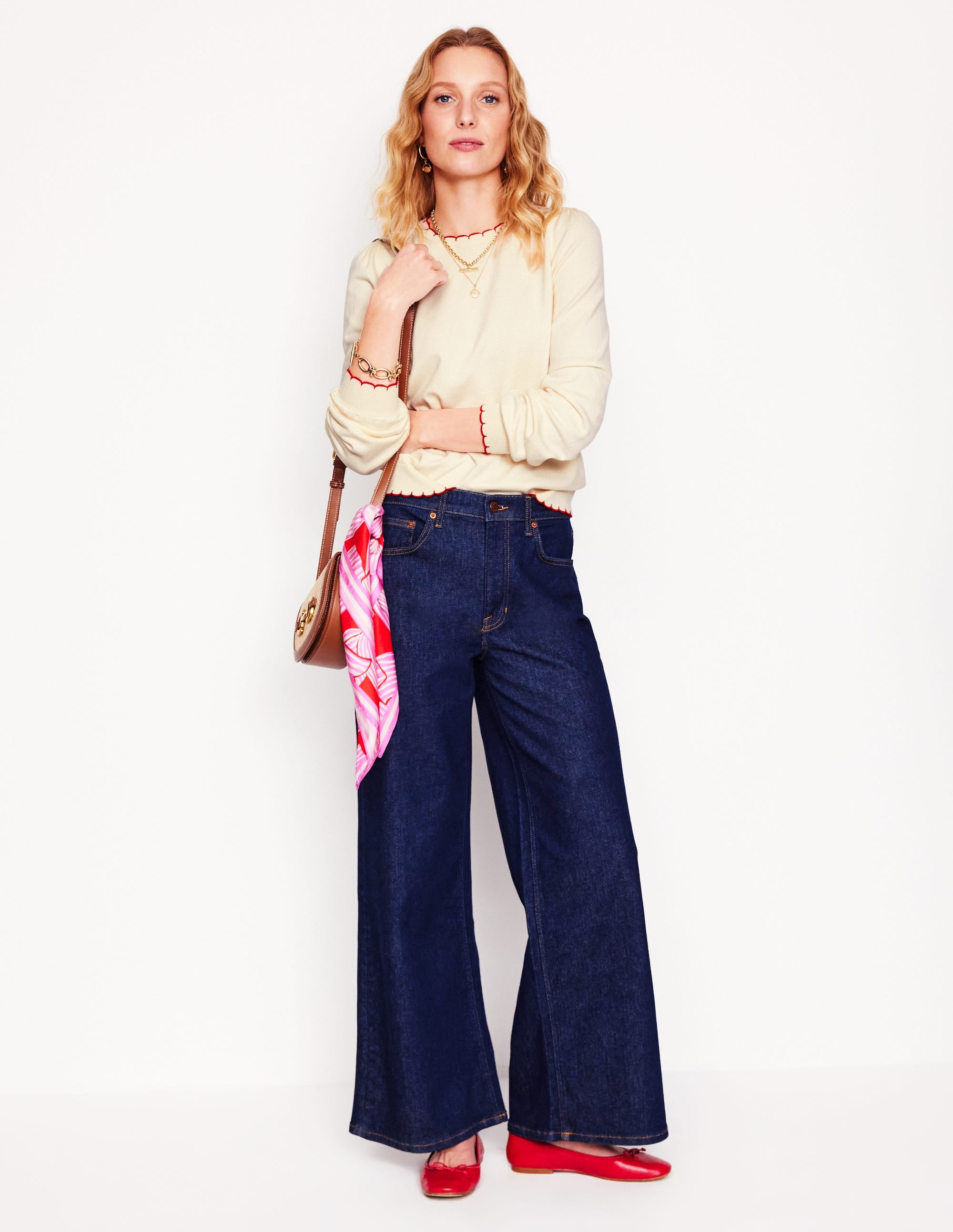 Pru Scallop Trim Sweater-Warm Ivory - Image 4