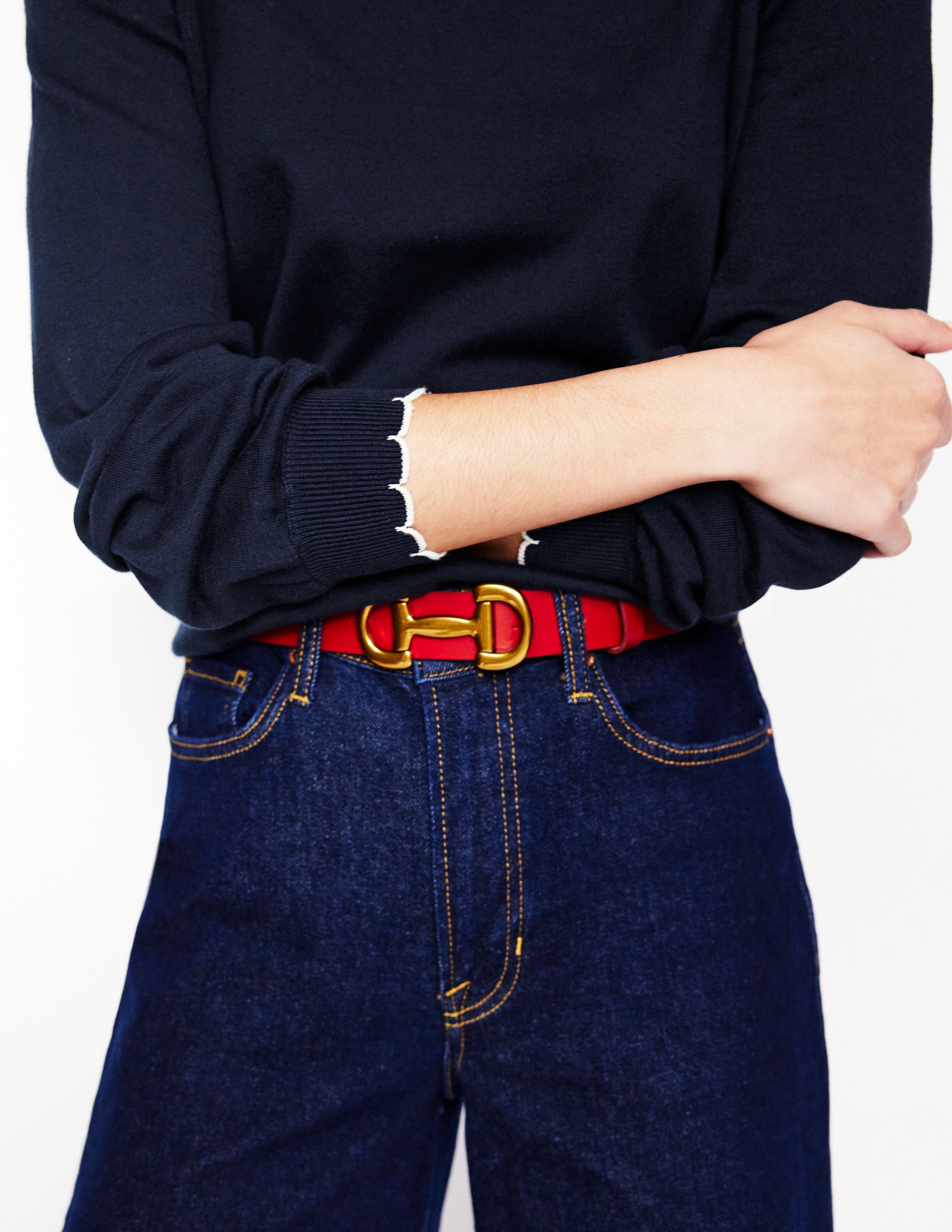 Pru Scallop Trim Sweater-Navy - Image 2