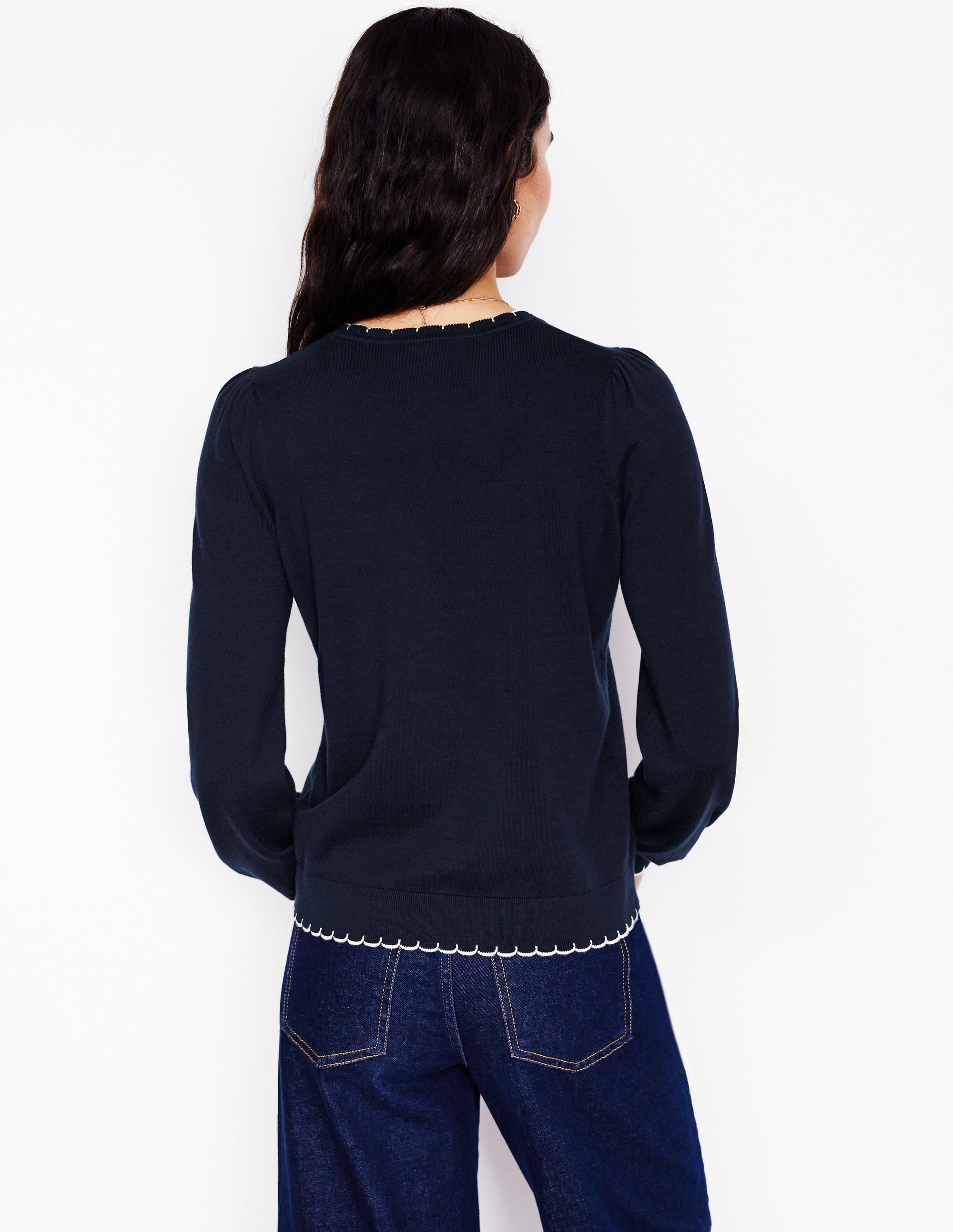 Pru Scallop Trim Sweater-Navy - Image 3