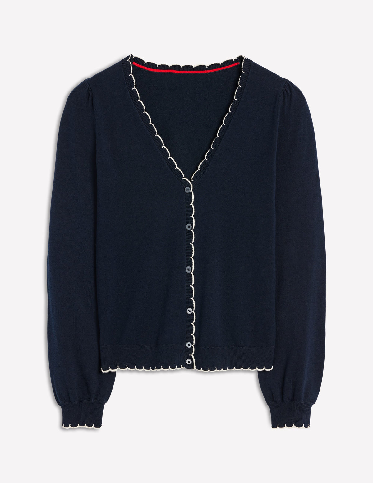 Pru Scallop Trim Cardigan-Navy - Image 5
