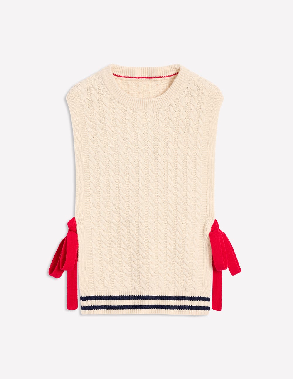 Cable Knit Wool Vest-Warm Ivory