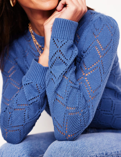 Enid Puff Sleeve Sweater-Blue River