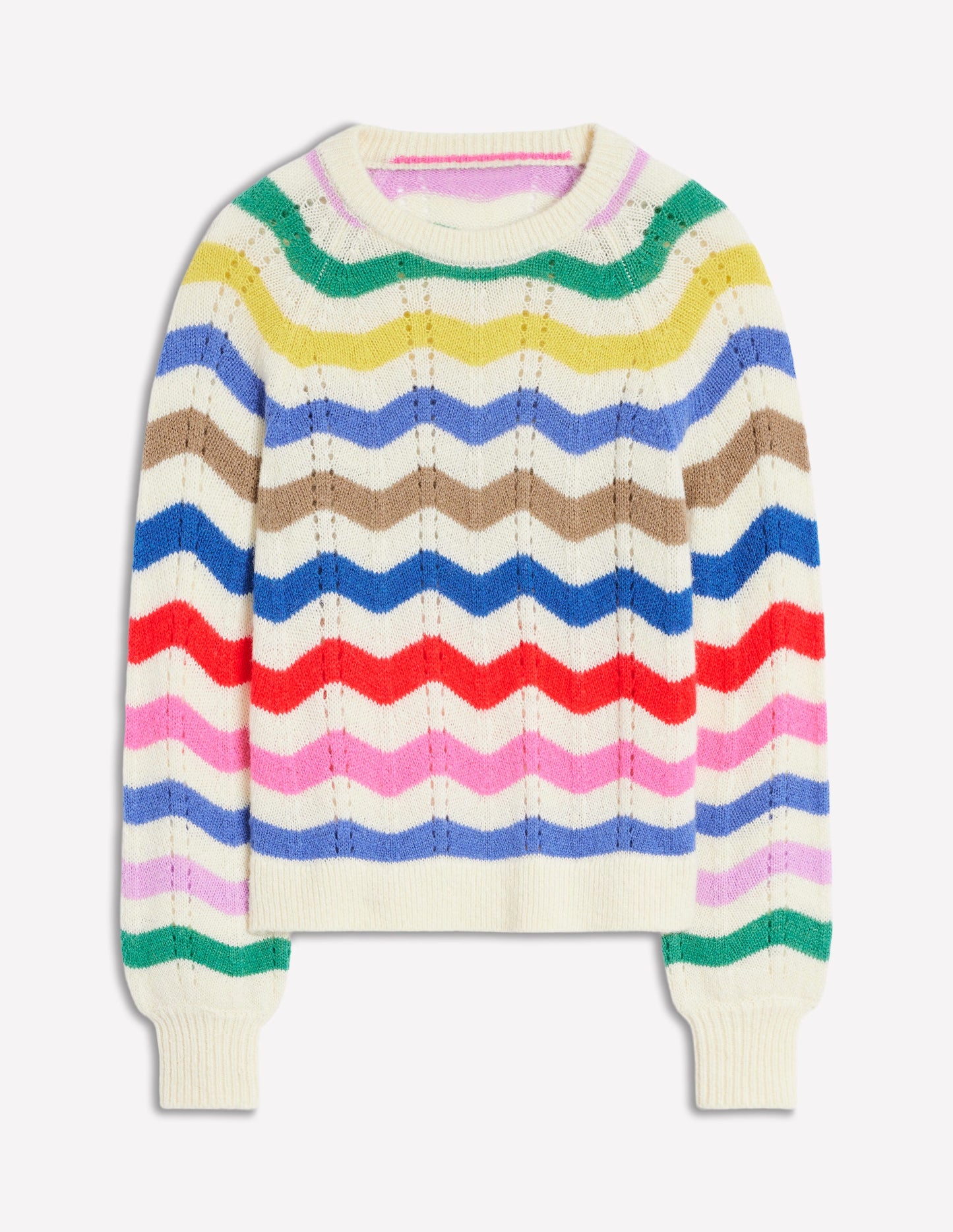 Alice Fluffy Raglan Sweater-Rainbow Wave