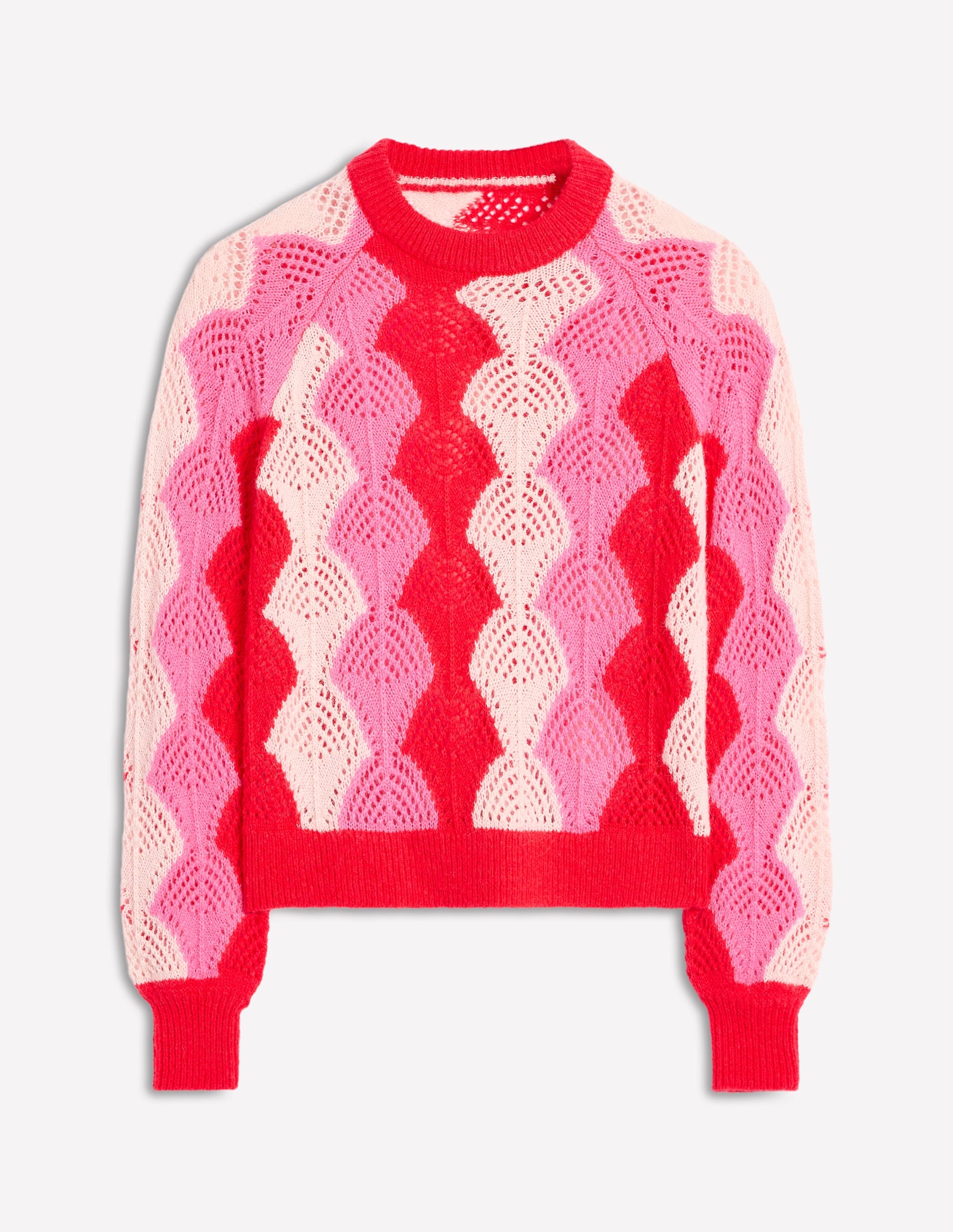 Alice Fluffy Raglan Jumper-Poppy Red/ Chalk/ Tickled Pink - Image 6