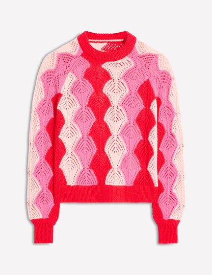 Alice Fluffy Raglan Sweater-Poppy Red/ Chalk/ Tickled Pink