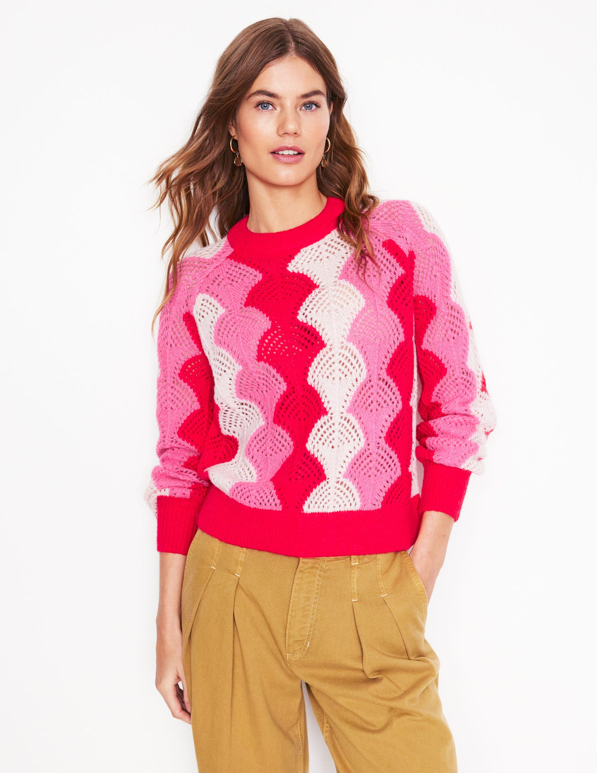 Alice Fluffy Raglan Jumper-Poppy Red/ Chalk/ Tickled Pink - Image 1