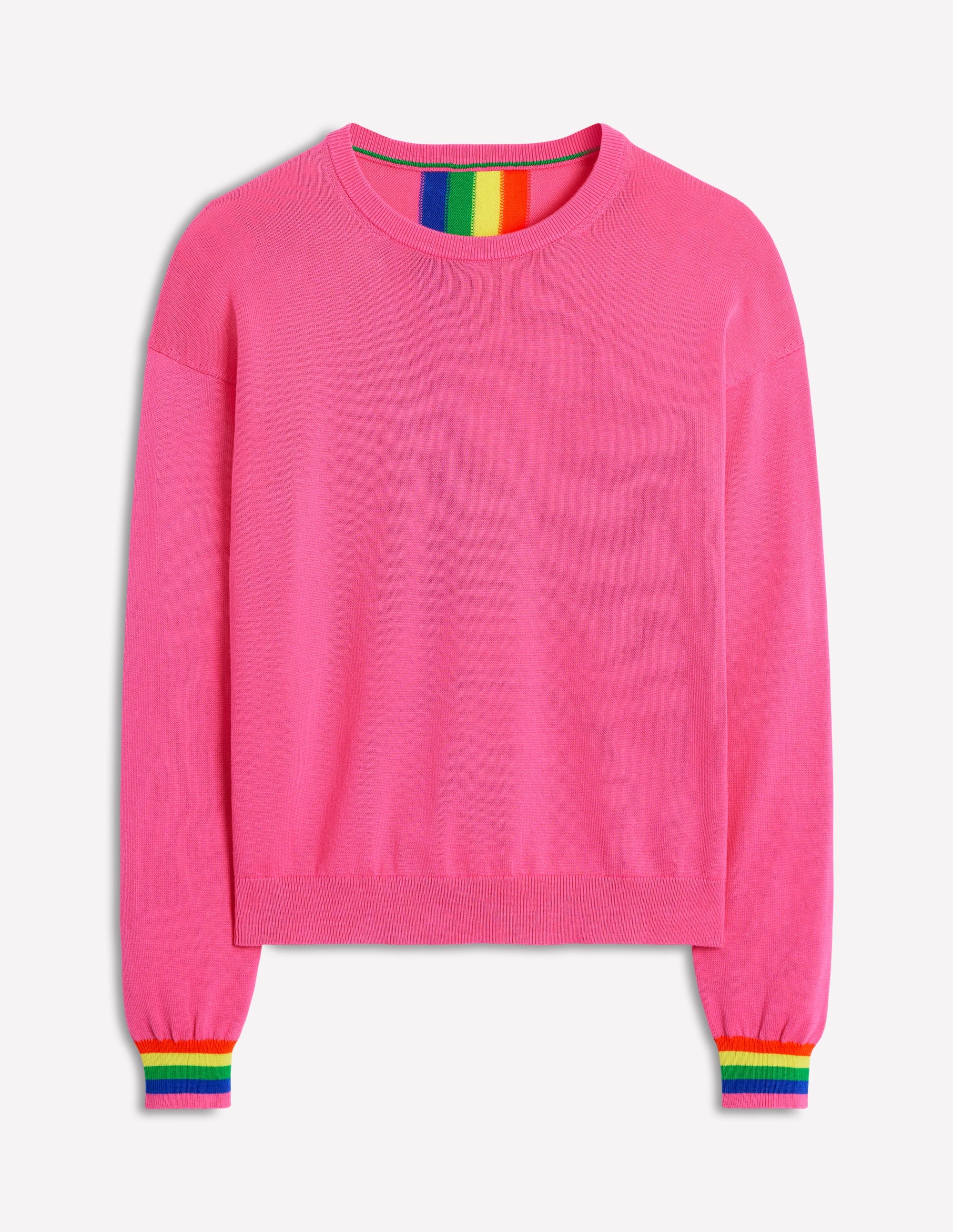 Lara Relaxed Cotton Jumper-Sorbet Pink, Rainbow - Image 5