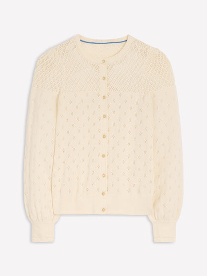 Rosalie Pointelle Cardigan-Warm Ivory