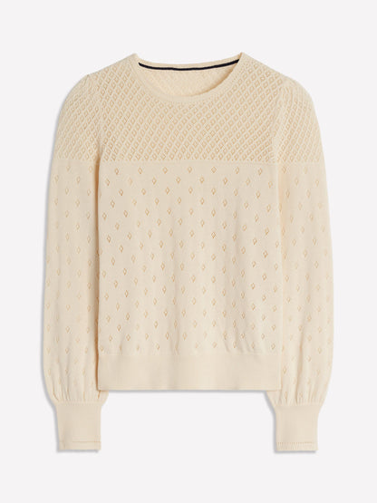 Rosalie Pointelle Sweater-Warm Ivory