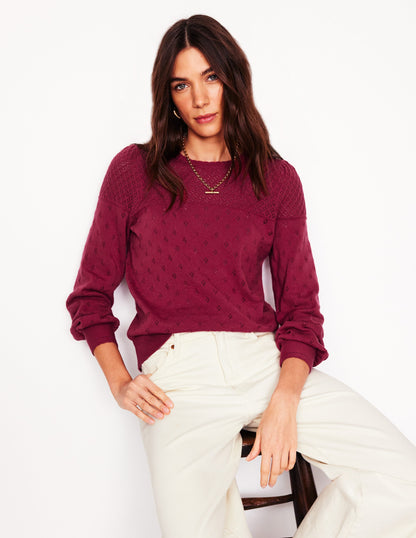 Rosalie Pointelle Sweater-Terracotta