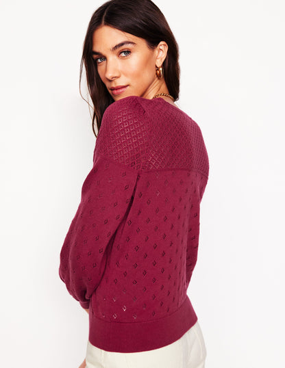 Rosalie Pointelle Sweater-Terracotta