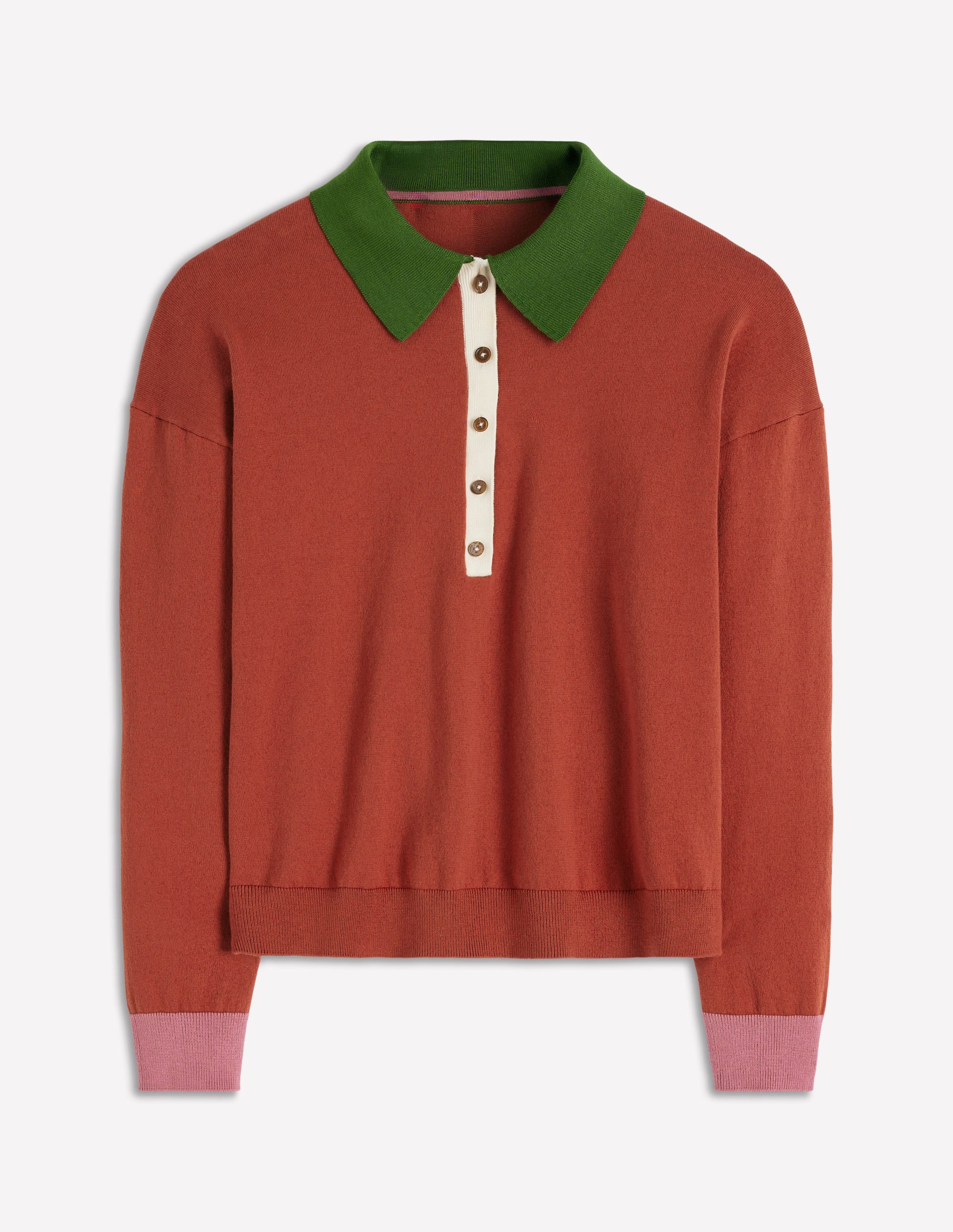 Lara Cotton Henley Jumper-Barn Red - Image 6