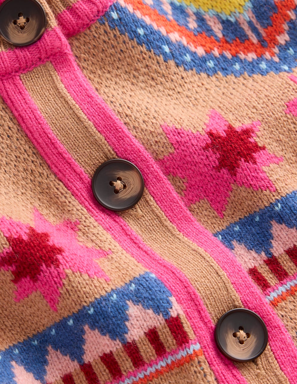 Abi Jacquard Cardigan - Camel Melange, Hearts | Boden USA