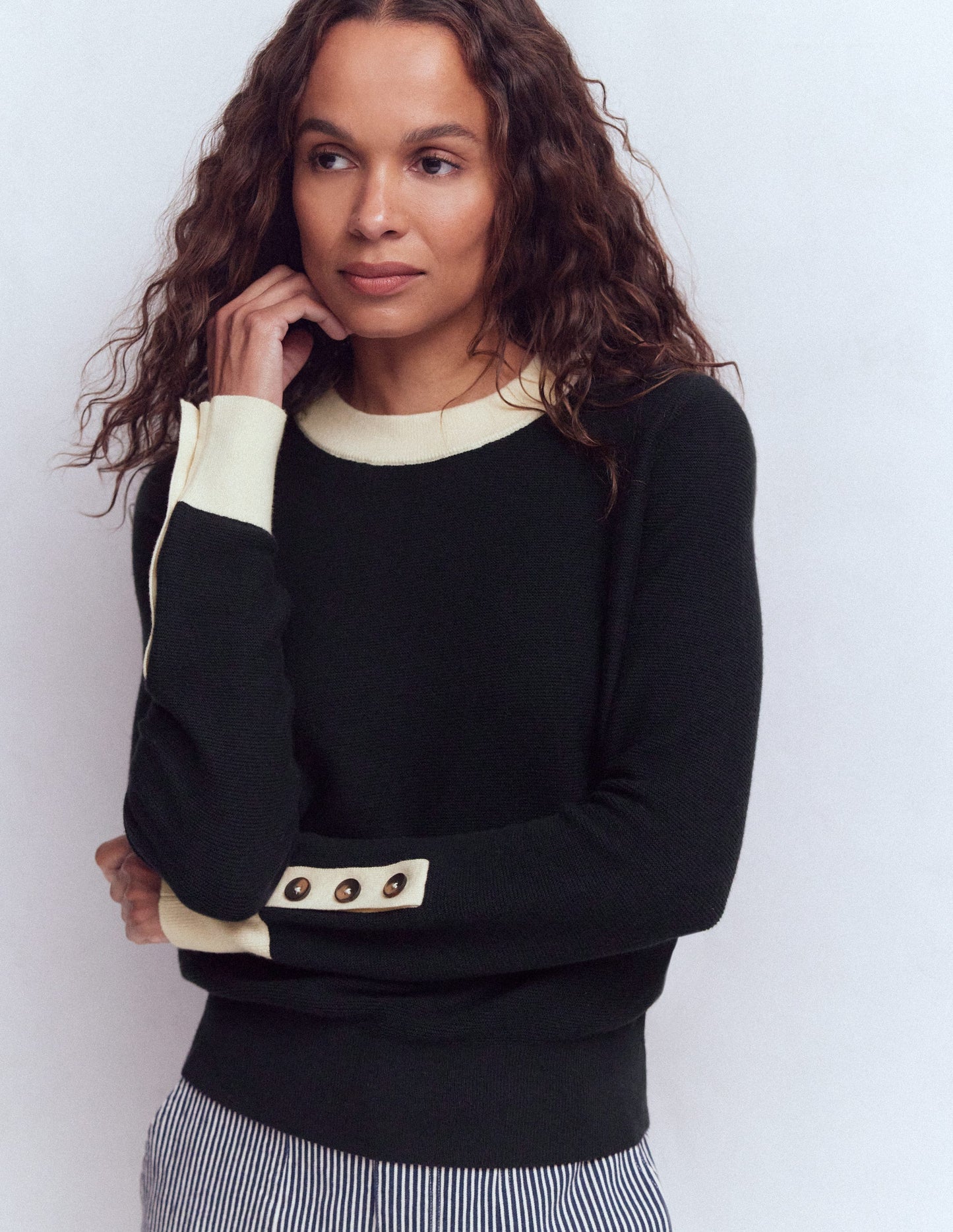 Grace Colour Block Sweater-Navy