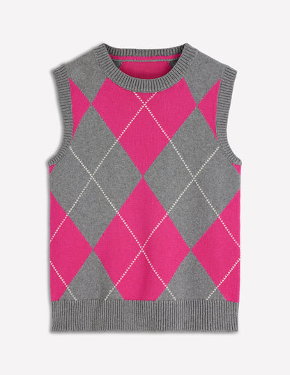 Lucy Cotton Vest-Pink/Grey Argyle-5