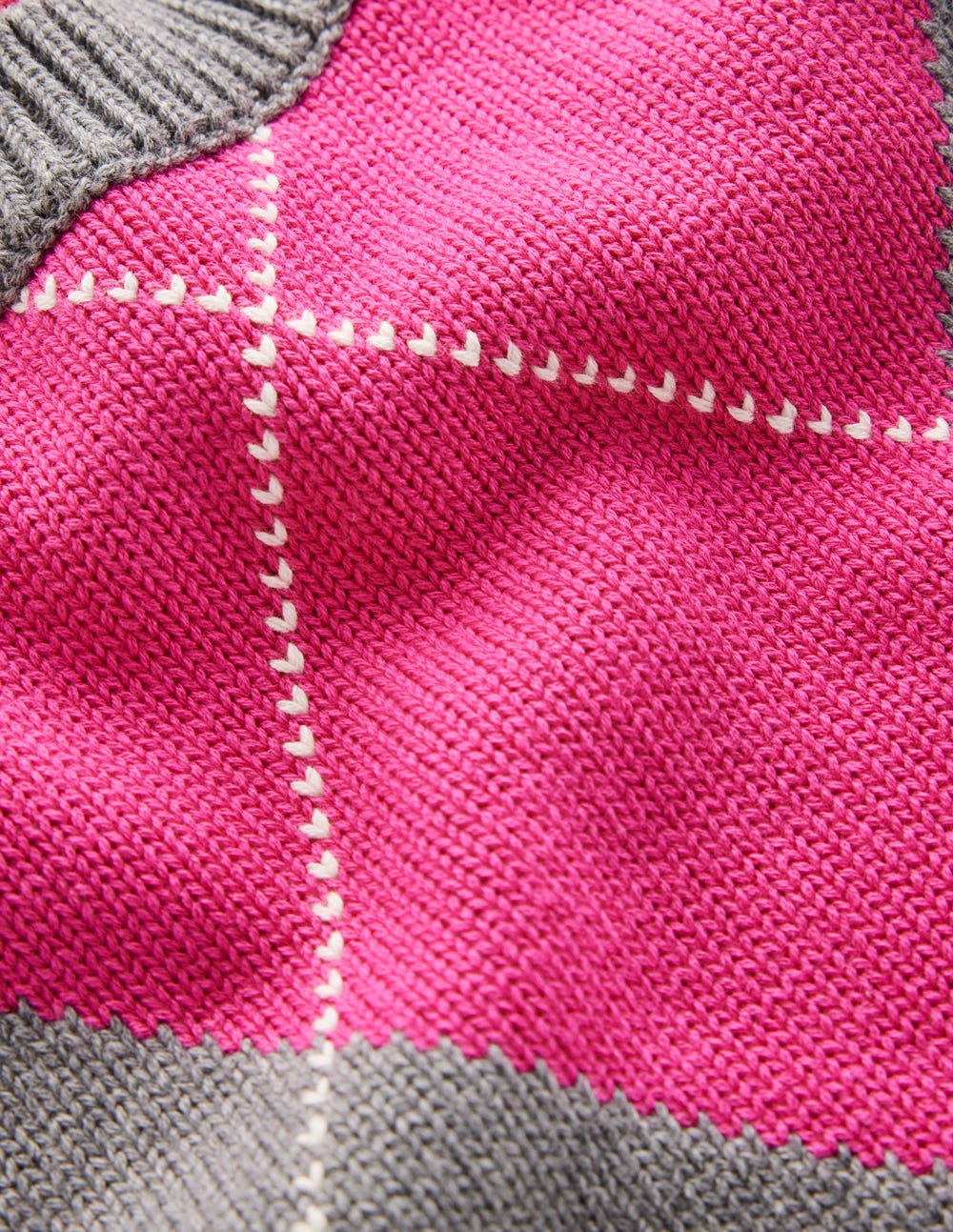 Lucy Cotton Vest-Pink/Grey Argyle - Image 6