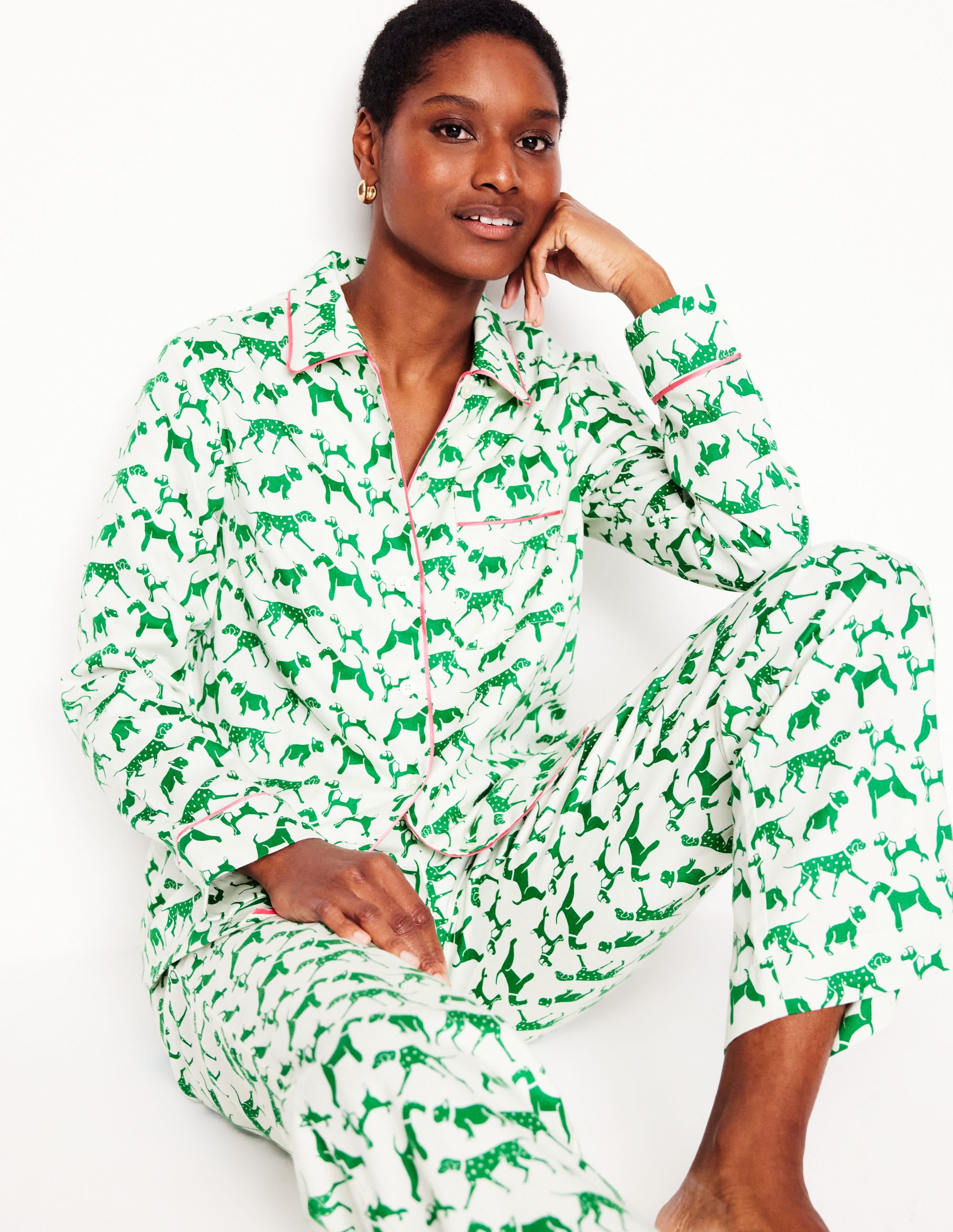 Cotton Sateen Pajama Shirt-Ivory, Janet and Friends - Image 1
