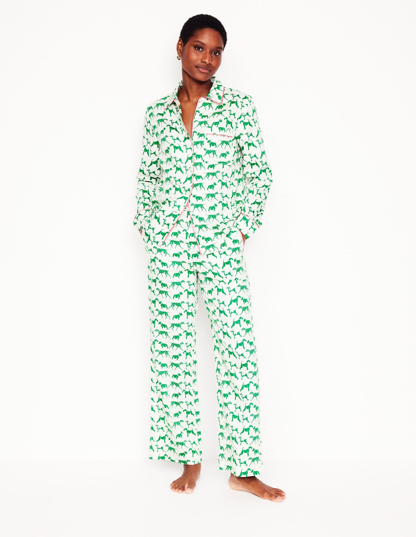 Cotton Sateen Pajama Shirt-Ivory, Janet and Friends