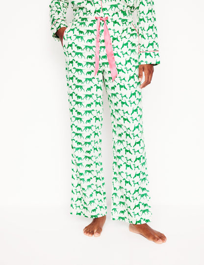 Cotton Sateen Pajama Trousers-Ivory, Janet and Friends