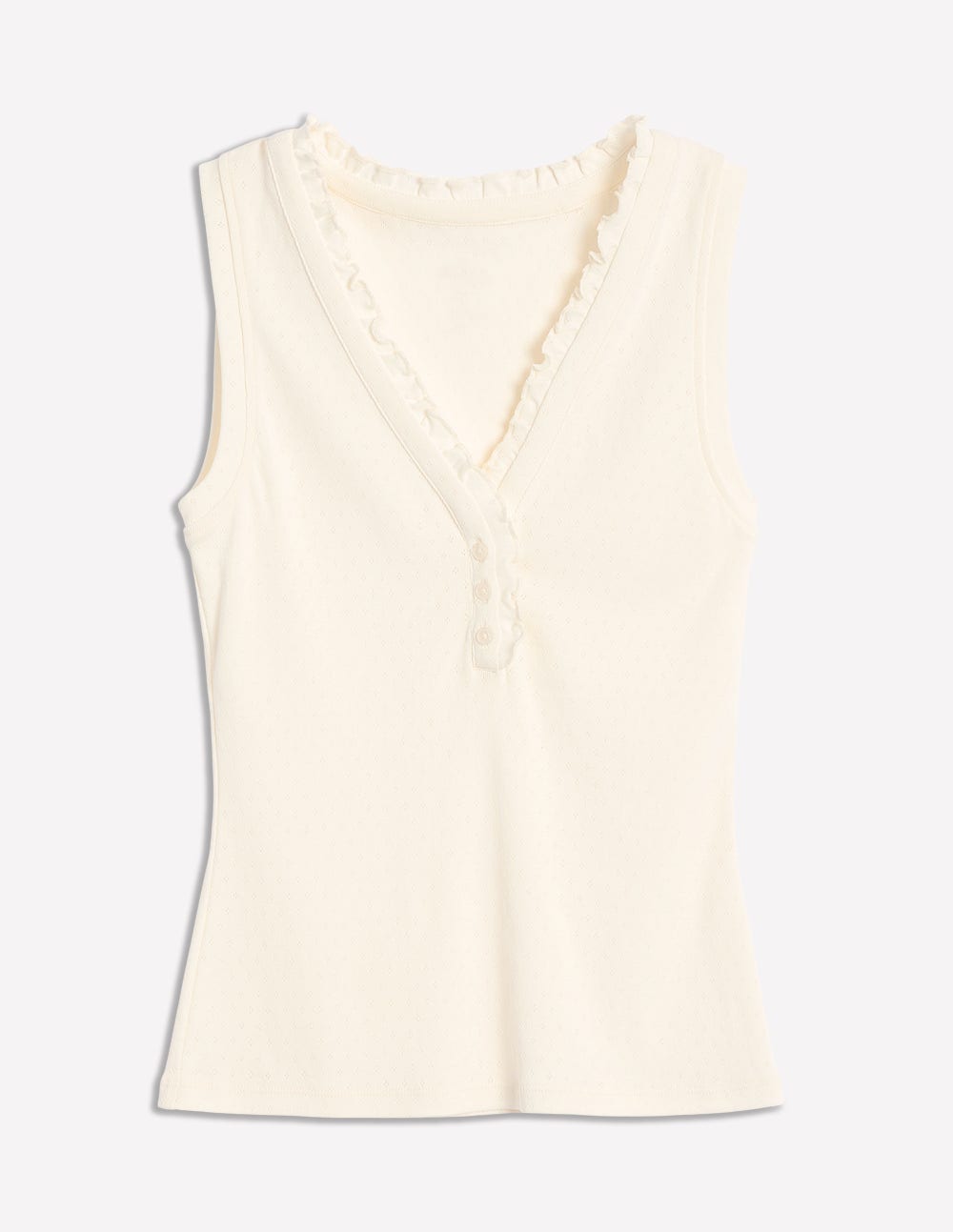 Jersey Henley Pajama Vest-Ivory - Image 5