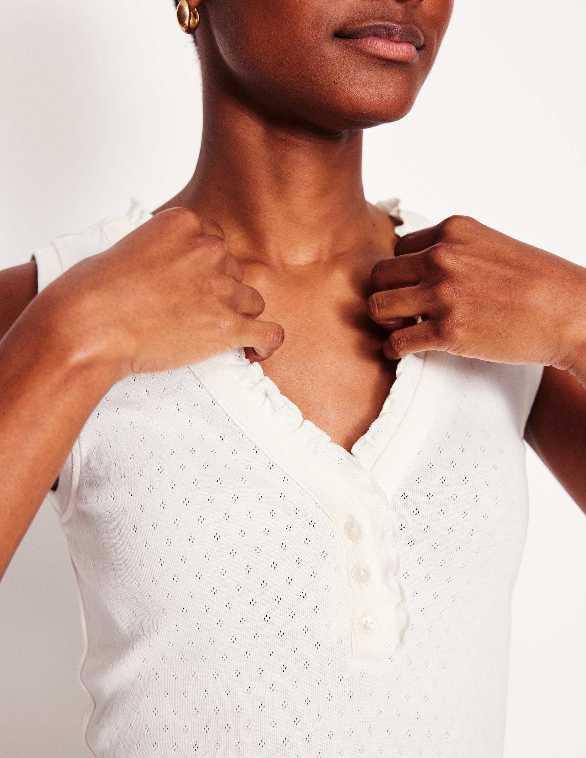 Jersey Henley Pajama Vest-Ivory - Image 2