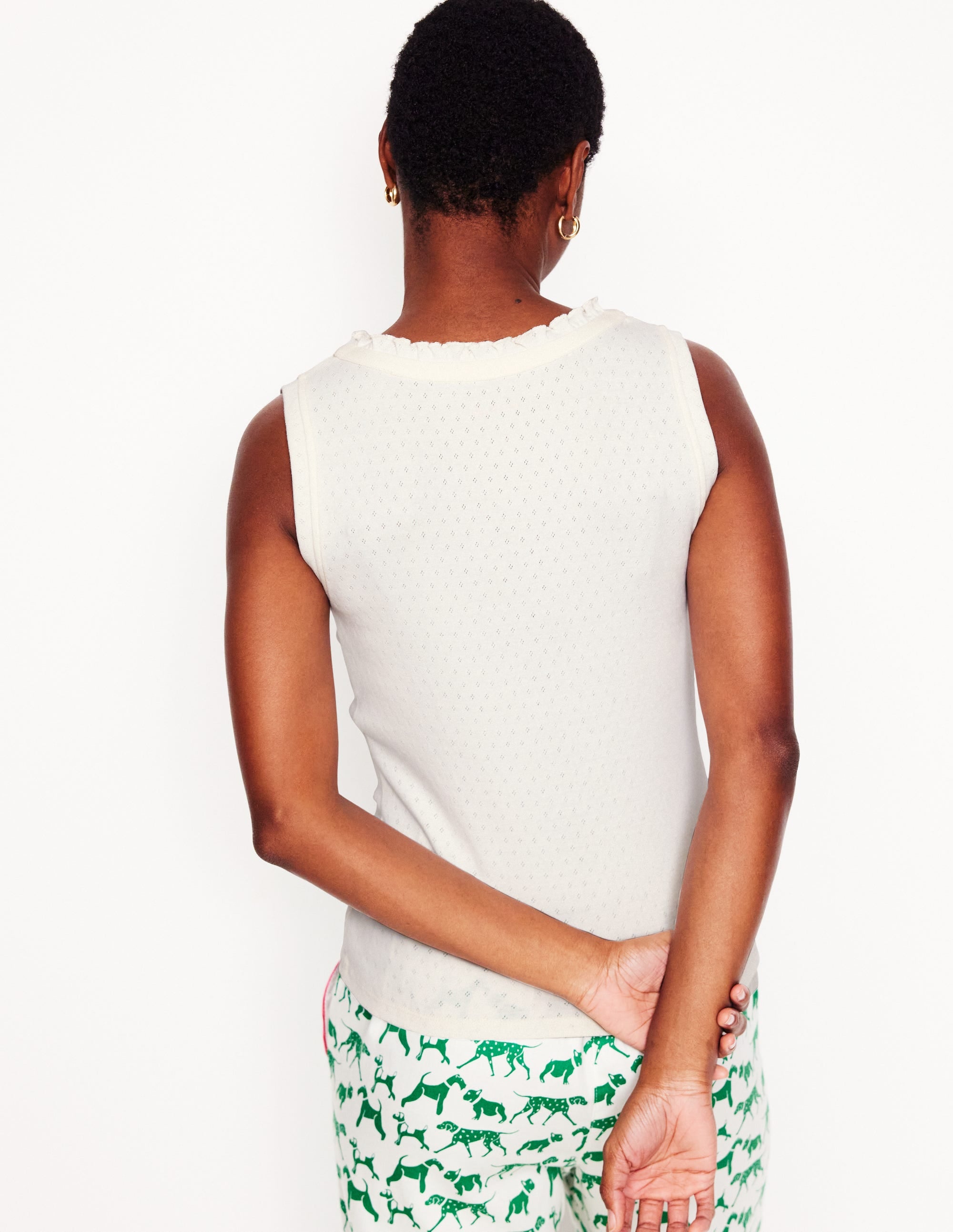 Jersey Henley Pajama Vest-Ivory - Image 3