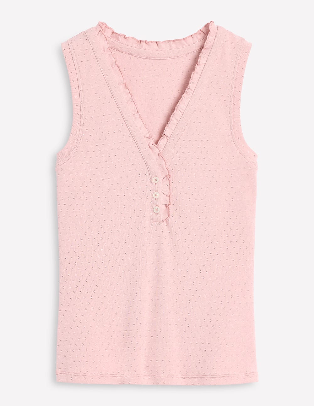 Jersey Henley Pajama Vest-Light Pink Marl - Image 5