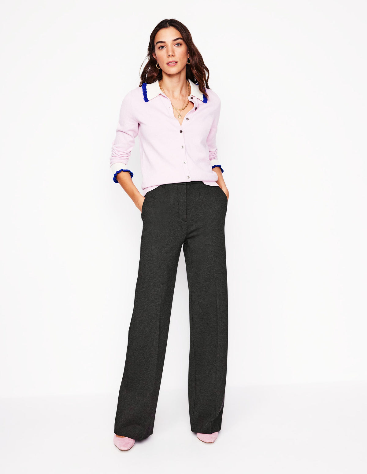 Westbourne Ponte Trousers-Charcoal Marl - Image 1