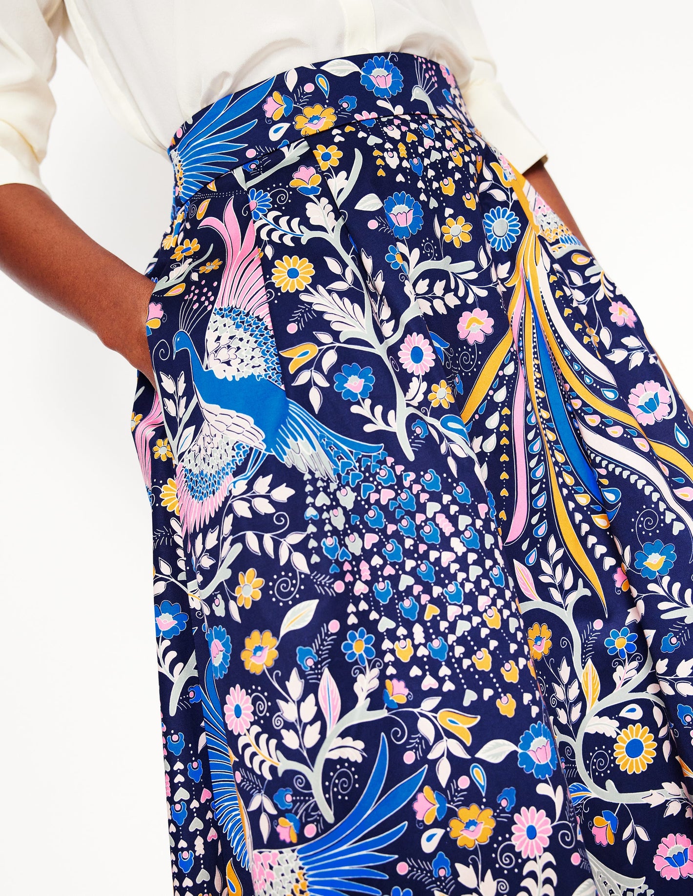 Isabella Cotton Sateen Skirt-Multi, Enchanting Peacock