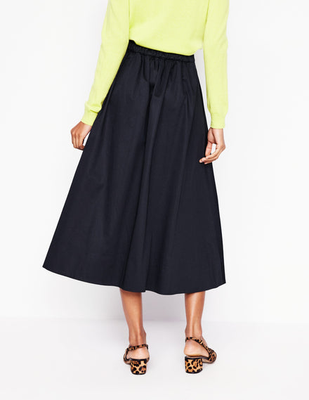 Isabella Cotton Sateen Skirt-Black