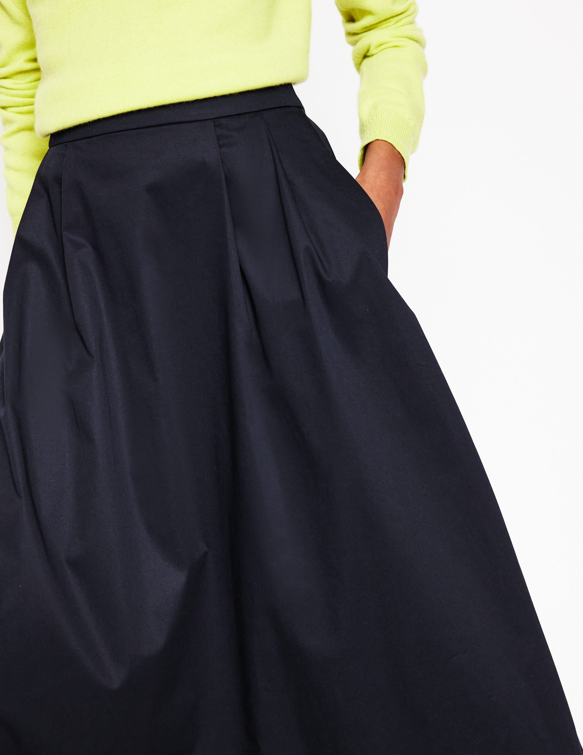 Isabella Cotton Sateen Skirt-Black - Image 4