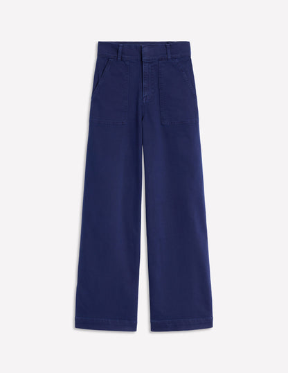 Wide Leg Cargo Pants-Navy