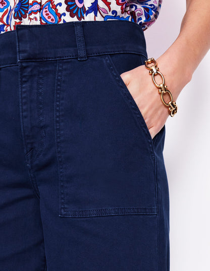 Wide Leg Cargo Pants-Navy