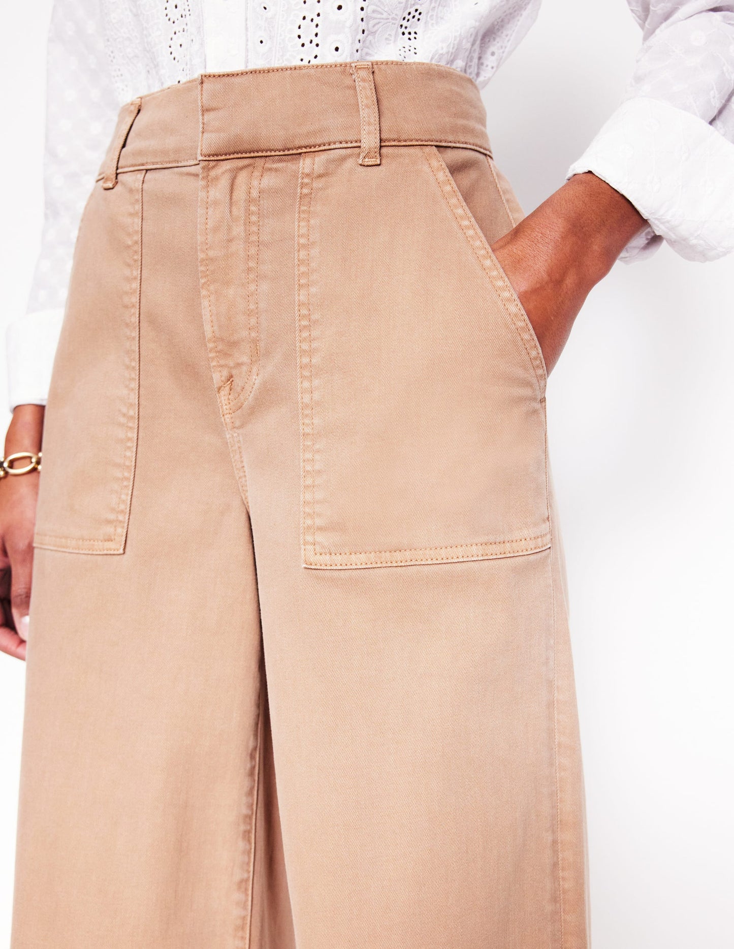 Wide Leg Cargo Pants-Cappuccino