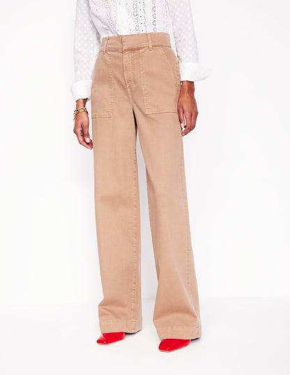 Wide Leg Cargo Pants-Cappuccino