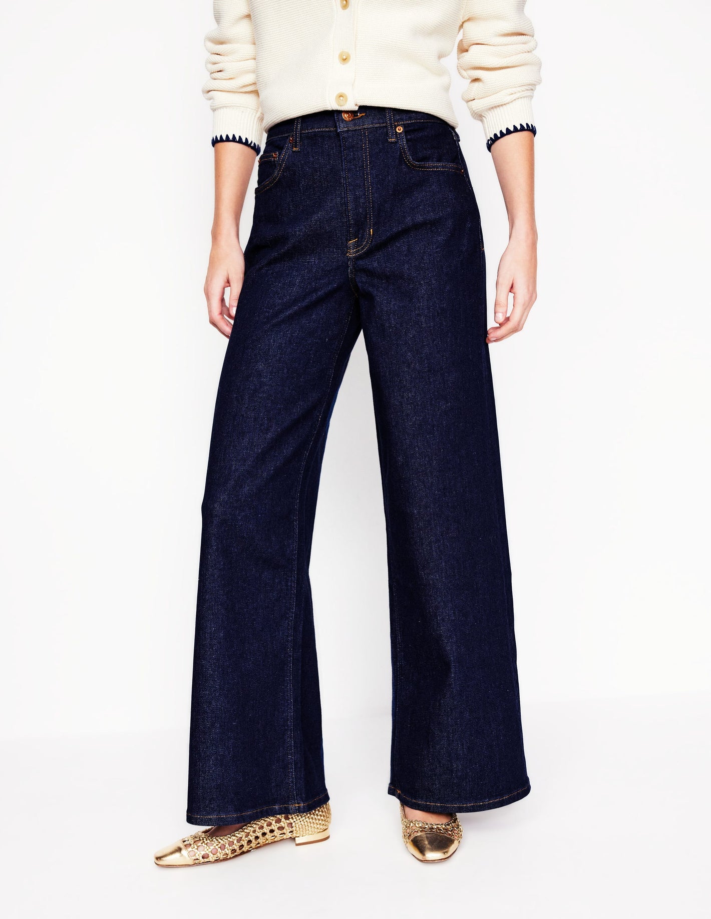 High Rise Wide Leg Jeans-Indigo Rinse