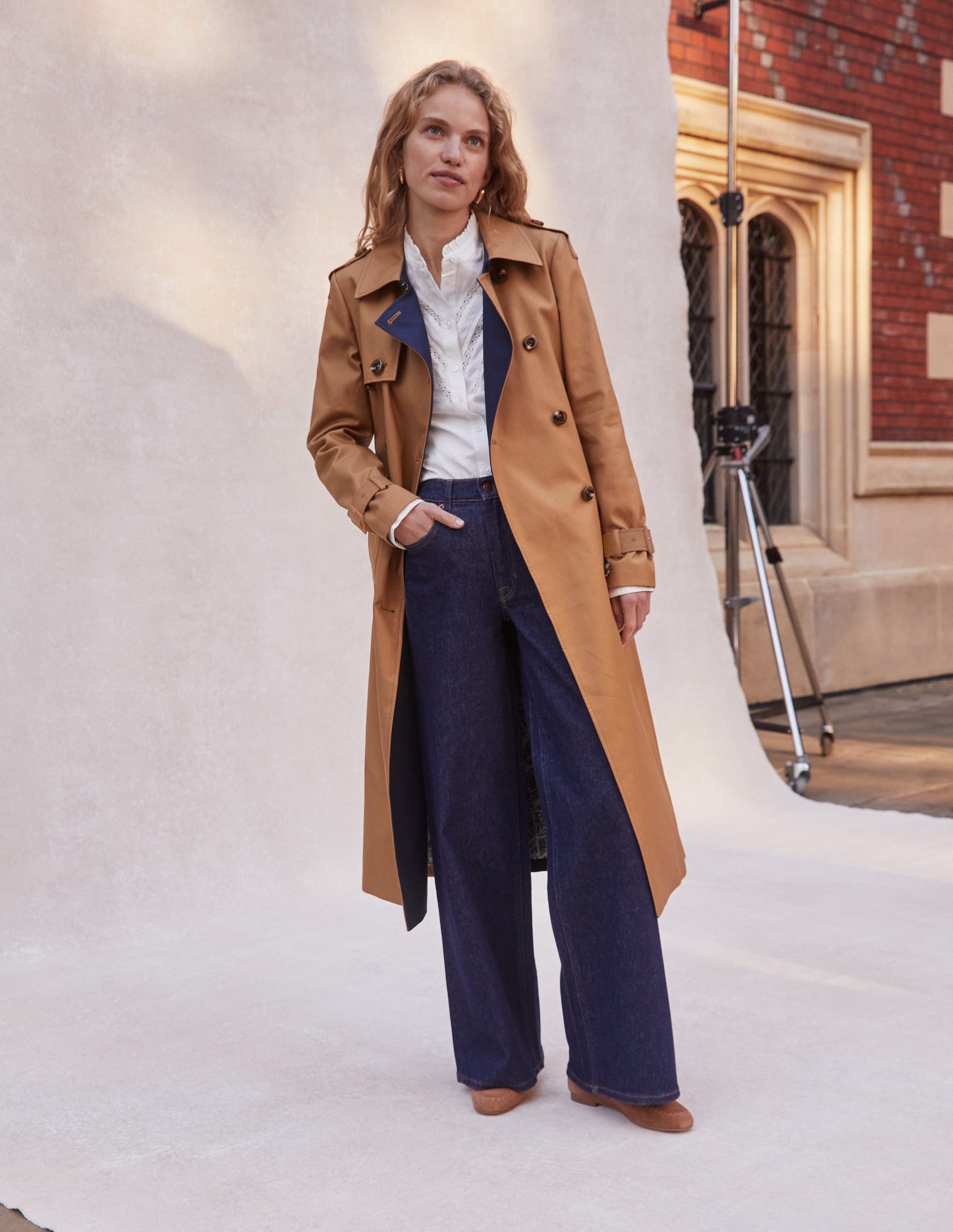 High Rise Wide Leg Jeans-Indigo Rinse Boden USA