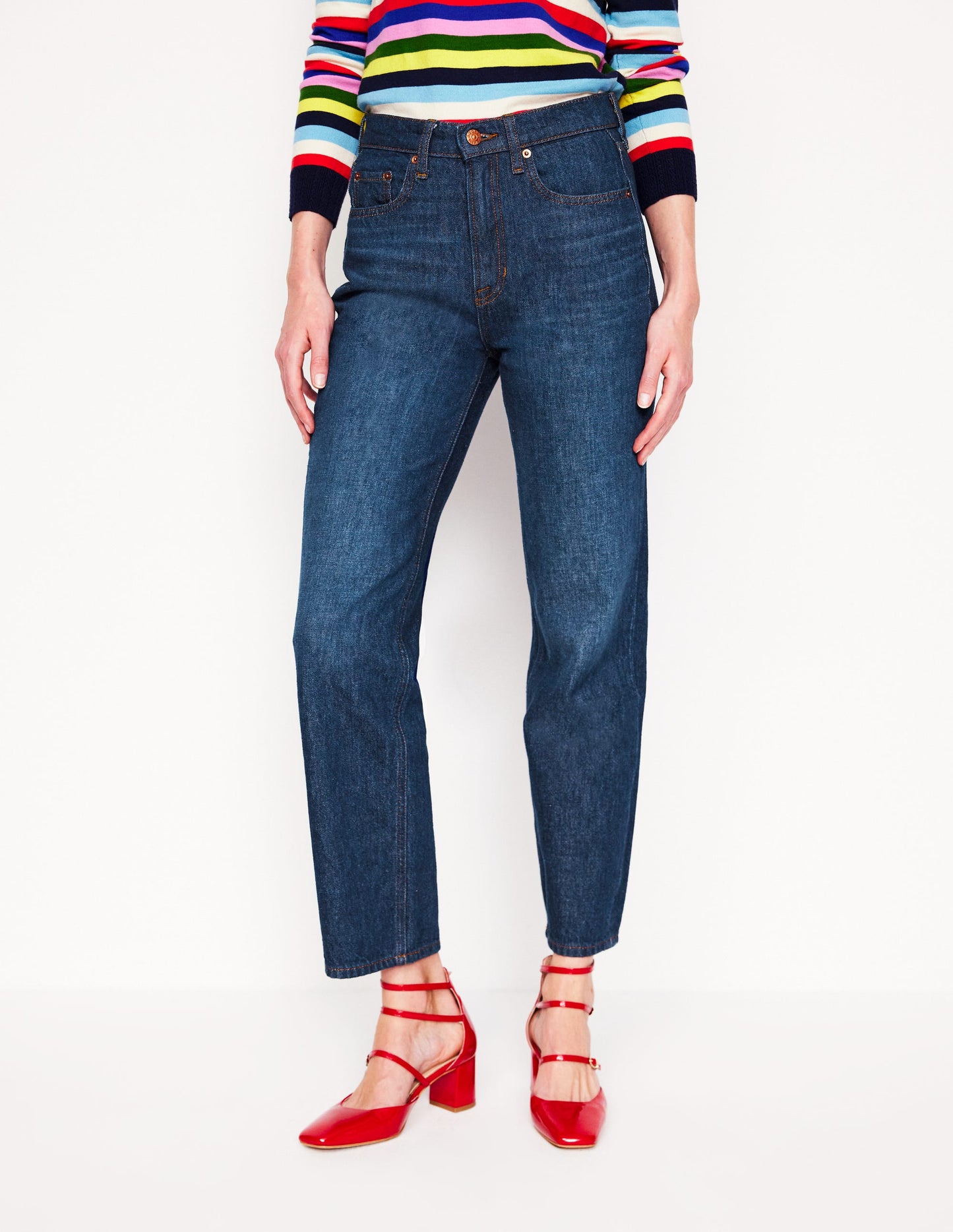 High Rise Straight Leg Jeans-Indigo