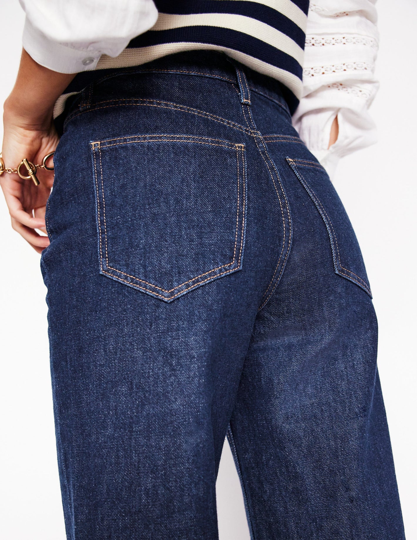 High Rise Straight Crop Jeans-Indigo